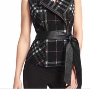 CAbi Grid Plaid Vest- Faux Leather Accents-Lined-Style 517